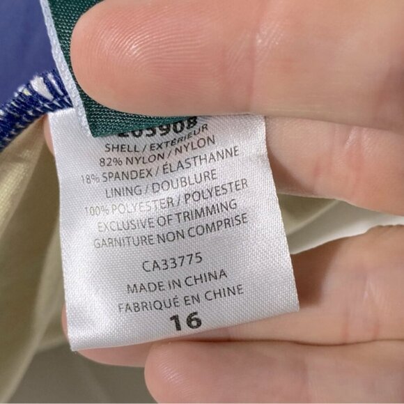 Roots Navy Blue Green One Piece swimsuit Bathing Suit 14 - Picture 4 of 15